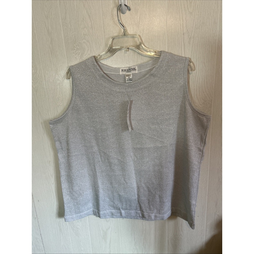 Bob‎ Mackie 3X Silver Sparkling Metallic Sleeveless Top She'll